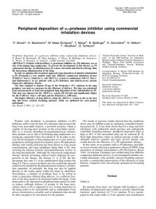 Peripheral deposition of a -protease inhibitor using commercial inhalation devices