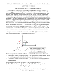 Lecture Notes 10: Electrostatic Fields Inside A Dielectric, Boundary Conditions on E, D and P
