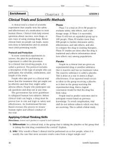 Clinical Trials and Scientific Methods Chapter 0 Enrichment