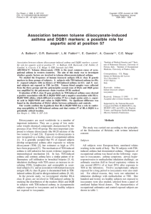 Association between toluene diisocyanate-induced aspartic acid at position 57