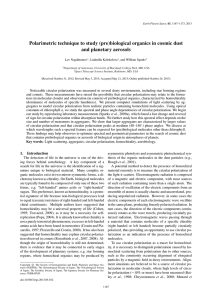 Polarimetric technique to study (pre)biological organics in cosmic dust Lev Nagdimunov