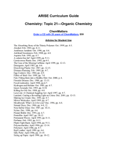 ARISE Curriculum Guide  Chemistry: Topic 21—Organic Chemistry ChemMatters