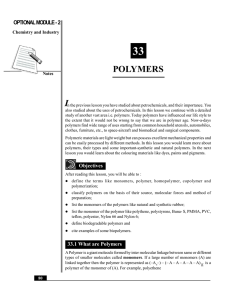 33 POLYMERS I OPTIONAL MODULE - 2