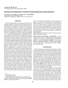 Cloning and Expression of Bovine Sodium/Glucose Cotransporters* J. Dairy Sci. 88:182–194