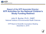 NTP Activities for the National Children’s Study Funding Redirect