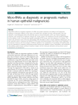 Micro-RNAs as diagnostic or prognostic markers in human epithelial malignancies Open Access