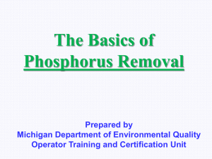 The Basics of Phosphorus Removal Prepared by Michigan Department of Environmental Quality