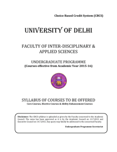 UNIVERSITY OF DELHI  FACULTY OF INTER-DISCIPLINARY &amp; APPLIED SCIENCES