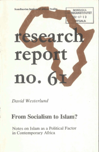 rep no. From Socialism to Islam? David Westeriund