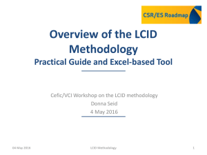 Overview of the LCID Methodology Practical Guide and Excel-based Tool