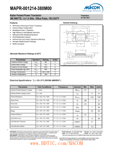 MAPR-001214-380M00 Radar Pulsed Power Transistor