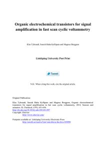 Organic electrochemical transistors for signal amplification in fast scan cyclic voltammetry