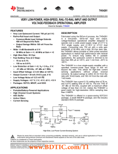 VERY LOW-POWER, HIGH-SPEED, RAIL-TO-RAIL INPUT AND OUTPUT VOLTAGE-FEEDBACK OPERATIONAL AMPLIFIER THS4281 FEATURES