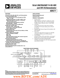 Octal LNA/VGA/AAF/14-Bit ADC and CW I/Q Demodulator AD9277