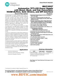MAX16927 Automotive TFT-LCD Power Supply with Boost, Buck, and Cuk Converters,