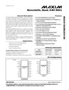 MAX5105/MAX5106 Nonvolatile, Quad, 8-Bit DACs General Description Features