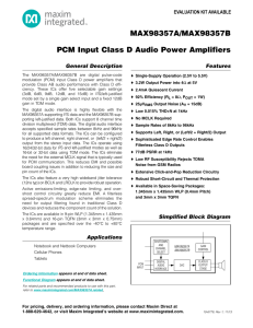 MAX98357A/MAX98357B PCM Input Class D Audio Power Amplifiers General Description Features