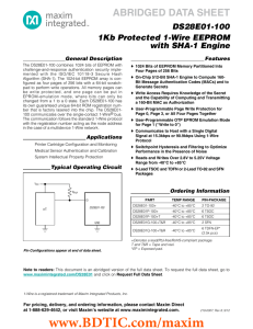 ABRIDGED DATA SHEET DS28E01-100 1Kb Protected 1-Wire EEPROM with SHA-1 Engine