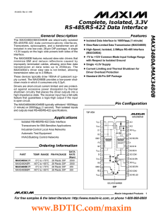 MAX3480A/MAX3480B Complete, Isolated, 3.3V RS-485/RS-422 Data Interface _______________General Description