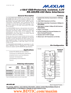 MAX3480EA/MAX3480EB ±15kV ESD-Protected, Isolated, 3.3V RS-485/RS-422 Data Interfaces General Description