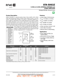 STA-5063Z 3.3GHz to 6.2GHz GENERAL PURPOSE 3.3V 15dBm AMPLIFIER Features
