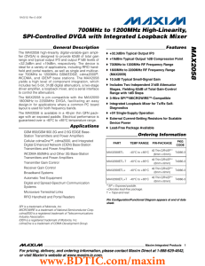 MAX2058 700MHz to 1200MHz High-Linearity, SPI-Controlled DVGA with Integrated Loopback Mixer General Description