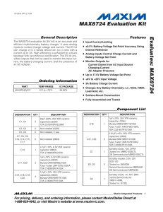 Evaluates: MAX8724 MAX8724 Evaluation Kit General Description Features