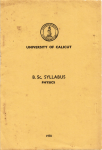 Sc. SYLLABUS OF CALICUT UNIVERSITY