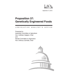 LAO Proposition 37: Genetically Engineered Foods