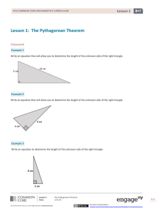Lesson 1:  The Pythagorean Theorem 8•7  Lesson 1
