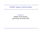 PHY492: Nuclear &amp; Particle Physics Lecture 6 Models of the Nucleus
