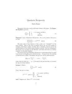 Quadratic Reciprocity Taylor Dupuy