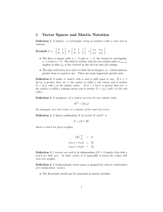 1 Vector Spaces and Matrix Notation