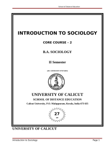 INTRODUCTION TO SOCIOLOGY UNIVERSITY OF CALICUT 27 7