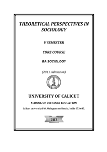 THEORETICAL PERSPECTIVES IN SOCIOLOGY UNIVERSITY OF CALICUT 283
