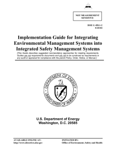 Implementation Guide for Integrating Environmental Management Systems into Integrated Safety Management Systems