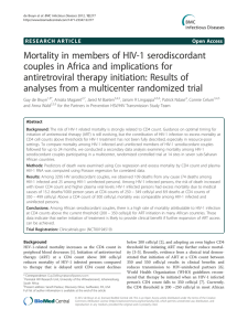 Mortality in members of HIV-1 serodiscordant antiretroviral therapy initiation: Results of