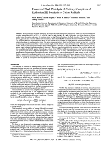 Picosecond  Flash  Photolysis  of Carbonyl  Complexes ... Ruthenium(II}  Porphyrin Cation  Radicals