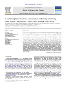 Characterizing the international carbon capture and storage community Jennie C. Stephens ,