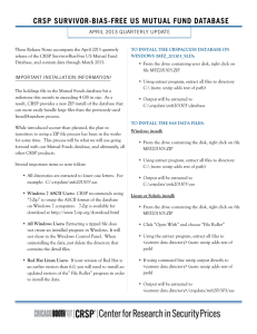 CRSP SuRvivoR-biaS-fRee uS mutual fund databaSe April 2013 quArterly updAte