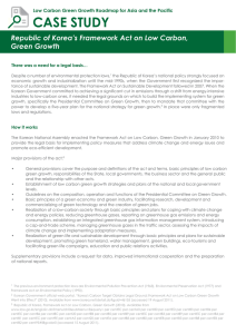 Republic of Korea’s Framework Act on Low Carbon, Considerations for replicating