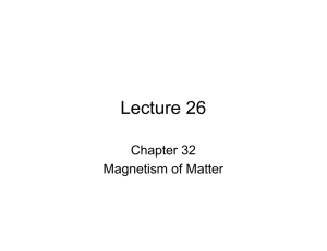 Lecture 26 Chapter 32 Magnetism of Matter