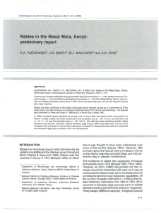 Rabies in  the Masai  Mara,  Kenya: preliminary report K.A. A.A.