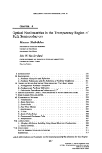 Optical Nonlinearities in the Transparency Region of Bulk Semiconductors . W