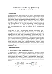 Nonlinear optics in ultra high Q microcavity 1. Introduction