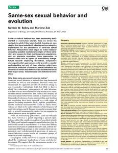 Same-sex sexual behavior and evolution Nathan W. Bailey and Marlene Zuk Review