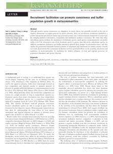 Recruitment facilitation can promote coexistence and buffer population growth in metacommunities