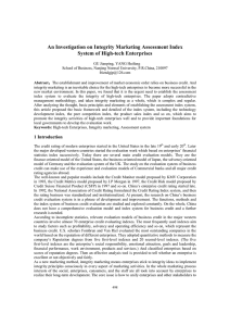 An Investigation on Integrity Marketing Assessment Index System of High-tech Enterprises ,