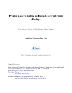 Printed passive matrix addressed electrochromic displays Linköping University Post Print