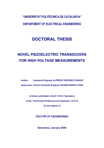 DOCTORAL THESIS NOVEL PIEZOELECTRIC TRANSDUCERS FOR HIGH VOLTAGE MEASUREMENTS “UNIVERSITAT POLITÈCNICA DE CATALUNYA”